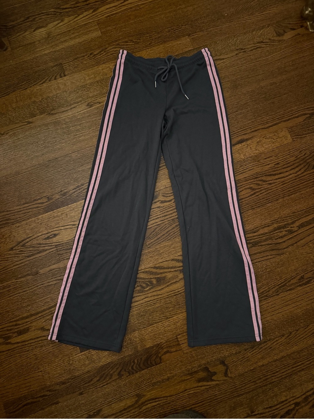 Edikted Dark Gray Track Pants with Pink Side Stripes